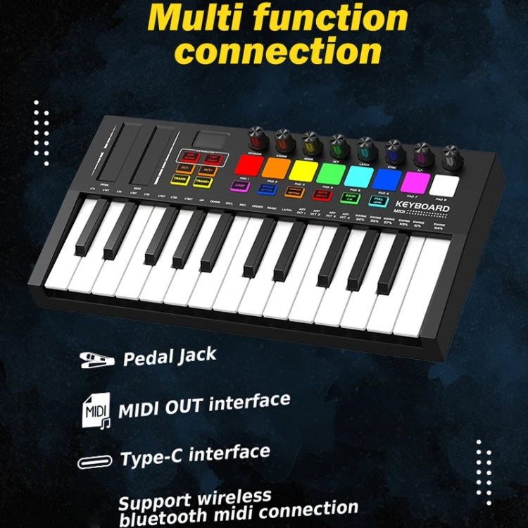 MD02 25 Key USB Keyboard And Drum Pad MIDI Controller Keyboard Piano(Black) - Keyboard Instruments by buy2fix | Online Shopping UK | buy2fix