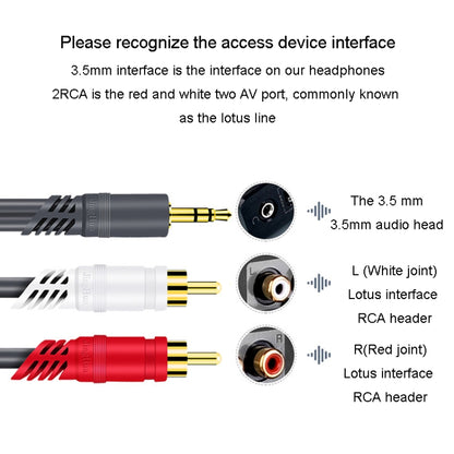 JINGHUA 3.5mm To 2RCA Audio Cable Game Console Outdoor Audio Connection Cable, Size: 3m(Grey) - RCA Cable by JINGHUA | Online Shopping UK | buy2fix