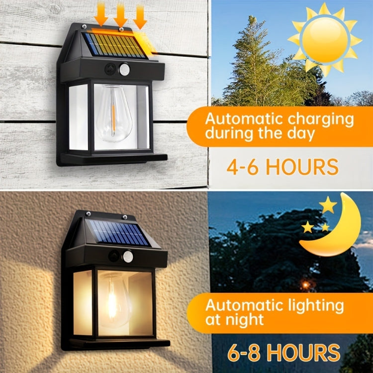 Solar Outdoor Tungsten Wall Light 3 Modes Body Sensing Waterproof Garden Villa Night Light, Spec: Regular White - Solar Lights by buy2fix | Online Shopping UK | buy2fix