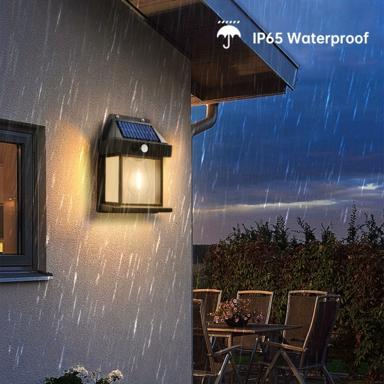 Solar Outdoor Tungsten Wall Light 3 Modes Body Sensing Waterproof Garden Villa Night Light, Spec: Regular Black - Solar Lights by buy2fix | Online Shopping UK | buy2fix