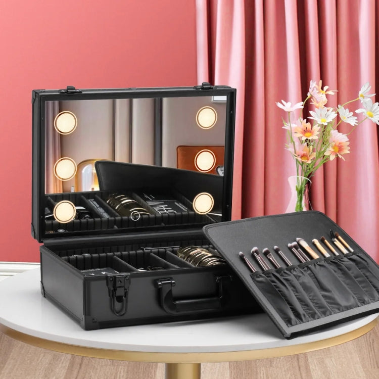 16 Inch 4 LEDs Rechargeable Dimmable Makeup Bag with Mirror and Lights - Storage Boxes by buy2fix | Online Shopping UK | buy2fix