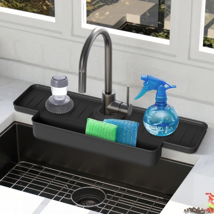 Kitchen Faucet Silicone Drainage Mat Sponge Shelf Organizer Splash-Proof Sink Drainage Mat(Black) - Faucets & Accessories by buy2fix | Online Shopping UK | buy2fix
