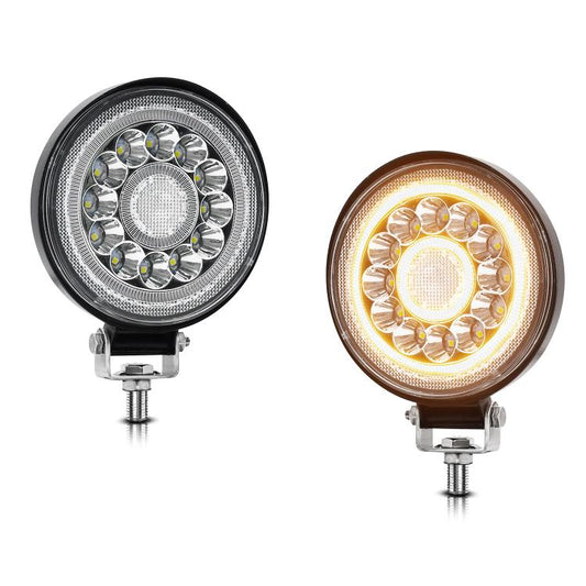 4 Inch Round Mixed Luminous Double-Circle Angel Eye Work Light(E10 1pair) - Work Lights by buy2fix | Online Shopping UK | buy2fix