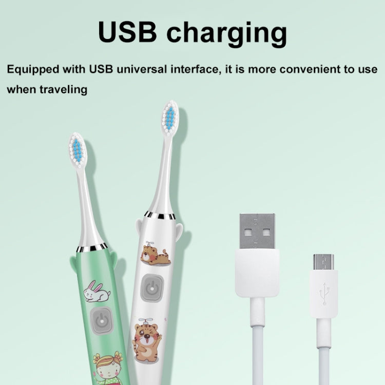 USB Charging Fully Automatic Ultrasonic Cartoon Children Electric Toothbrush, Color: Blue with 3 Heads - Toothbrushes by buy2fix | Online Shopping UK | buy2fix