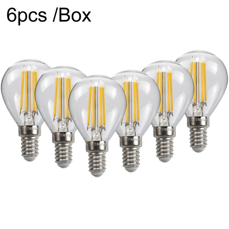 6pcs /Box G45 Bulb LED Lamp Fixture Illuminator Vintage Filament Lights, Style: Transparent Small Screw(220V 4W) - LED Blubs & Tubes by buy2fix | Online Shopping UK | buy2fix