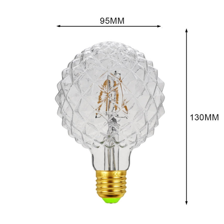 E27 Screw Port LED Vintage Light Shaped Decorative Illumination Bulb, Style: G95 Outer Pineapple Transparent(110V 4W 2700K) - LED Blubs & Tubes by buy2fix | Online Shopping UK | buy2fix