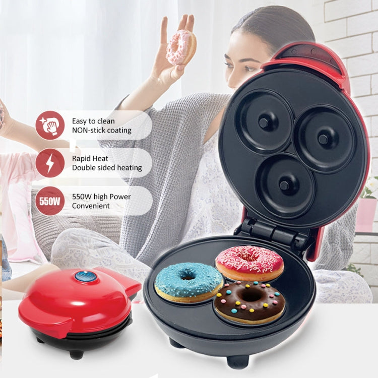 350W Mini Donut Maker Machine Can Make 3 Doughnuts  110V US Plug(Red) - Electric Skillets by buy2fix | Online Shopping UK | buy2fix