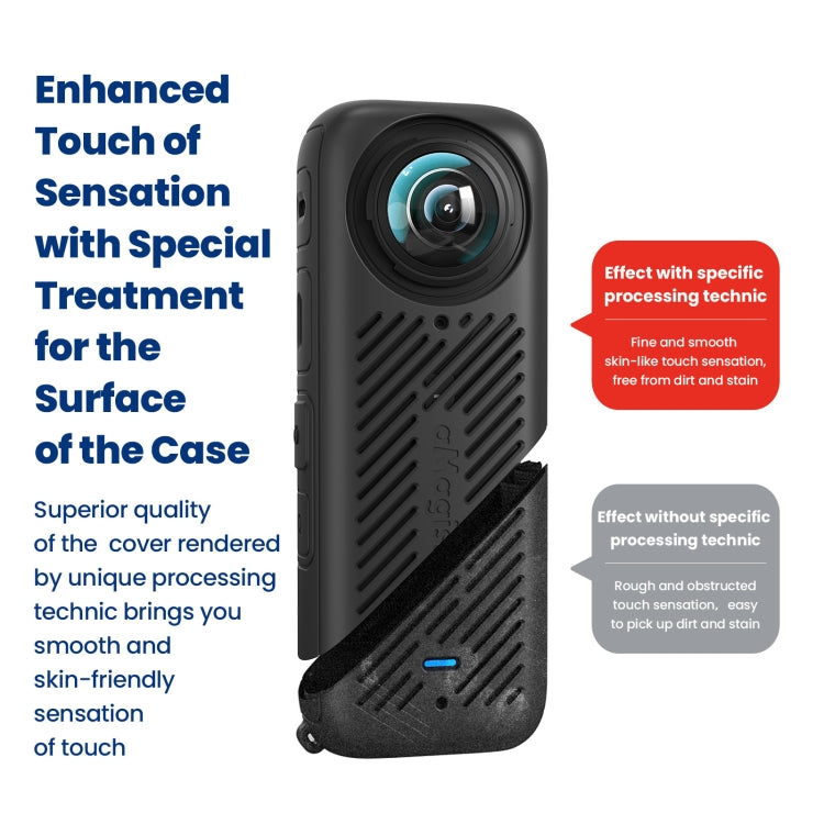 For Insta360 X4 AMagisn Silicone Protective Cover Body Case Black - Case & Bags by aMagisn | Online Shopping UK | buy2fix