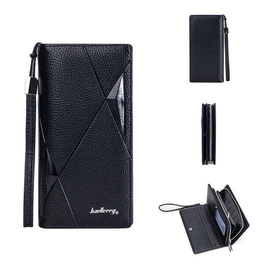 Baellerry S1240 Lychee Pattern Business Casual Zipper Long Wallet Multi-card Slot Clutch Bag(Black) - Wallets by Baellerry | Online Shopping UK | buy2fix