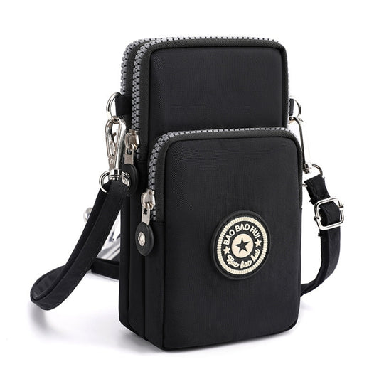 Crossbody Mobile Phone Bag Vertical Coin Purse with Armband for Women(Black) -  by buy2fix | Online Shopping UK | buy2fix