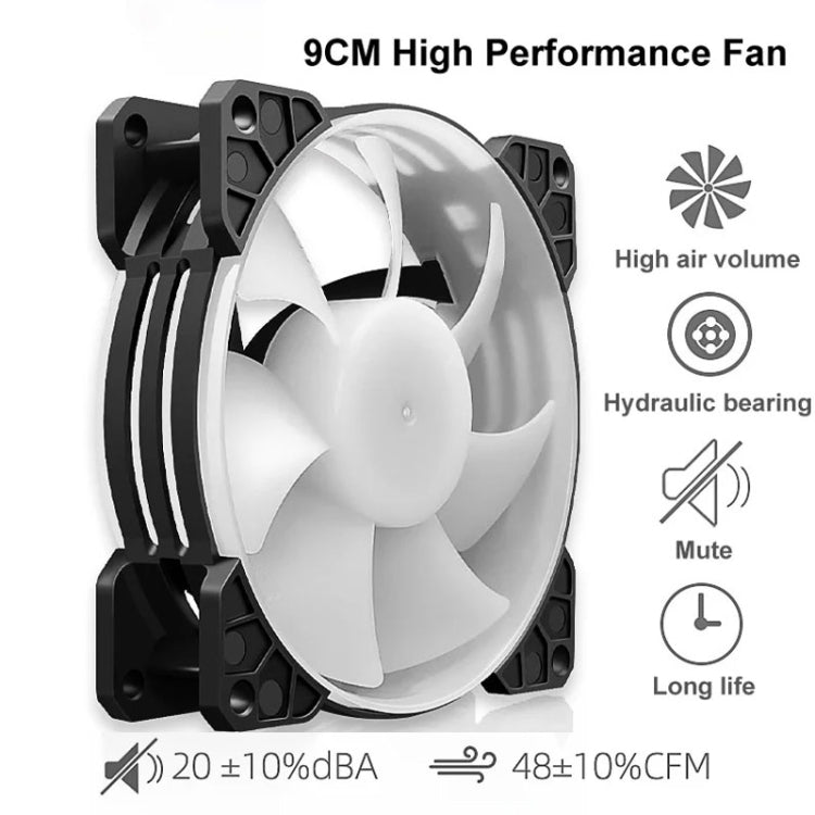 COOLMOON Frost Double Copper Tube CPU Fan Desktop PC Illuminated Silent AMD Air-Cooled Cooler, Style: P2 Streamline Edition Single Fan - Fan Cooling by COOLMOON | Online Shopping UK | buy2fix