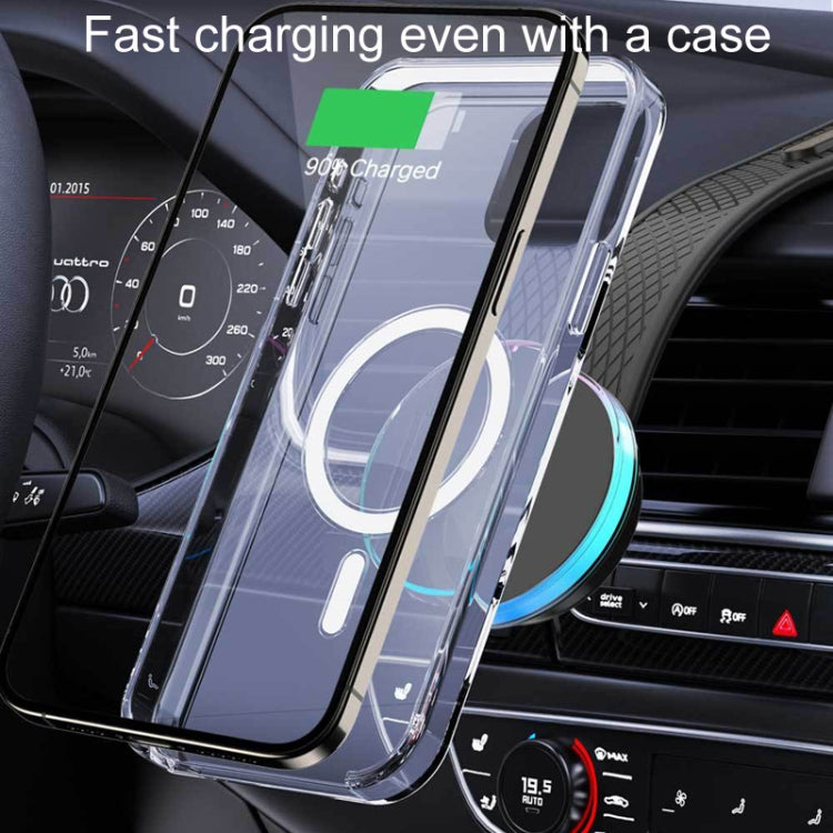 15W Car Magnetic Wireless Charging Cell Phone Holder With Ambient Light - Wireless Charger Holders by buy2fix | Online Shopping UK | buy2fix