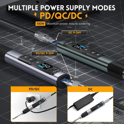 FNIRSI Portable Constant Temperature Soldering Iron Set, Model: HS-02B Upgrade K+C2C Line+100W US Plug+EU Adapter - Soldering Iron Set by FNIRSI | Online Shopping UK | buy2fix