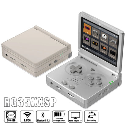 ANBERNIC RG35XXSP 3.5'' IPS Screen Flip Handheld Console Linux System WIFI Retro Video Game Player  64G+128G(Grey) - Pocket Console by ANBERNIC | Online Shopping UK | buy2fix