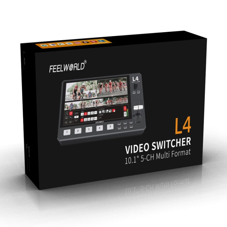 FEELWORLD L4 Multi-Camera Video Mixer Switcher 10.1" Touch Screen USB 3.0 Fast Streaming(UK Plug) - On-camera Monitors by FEELWORLD | Online Shopping UK | buy2fix