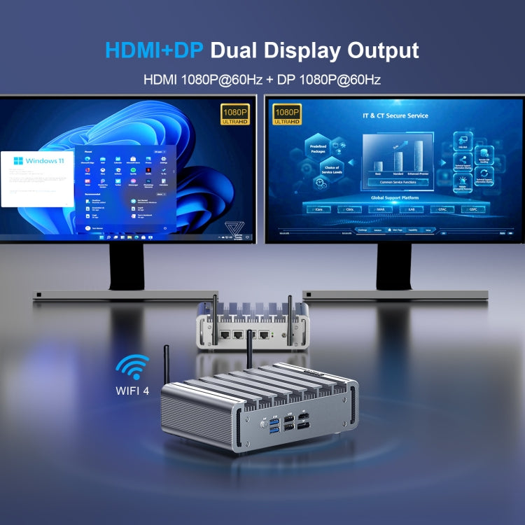 HYSTOU P09B-J4125-4L 8GB DDR4+128GB SSD Industrial Computer Soft Route From 2.5G Multi -Network HTPC Server Mini Console(With US Adapter) - Network Hubs by HYSTOU | Online Shopping UK | buy2fix