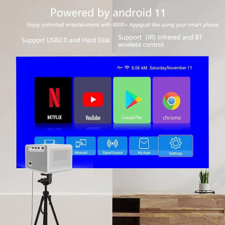 M10 Plus 1280x720P Projector 2.4G / 5G WIFI Bluetooth 5.2 Android 11 System Home Cinema US Plug - Mini Projector by buy2fix | Online Shopping UK | buy2fix