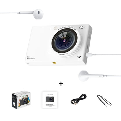 High-Definition CCD Digital Camera 64 Million WiFi Card Camera, Color: White + Headphone Cable - Video Cameras by buy2fix | Online Shopping UK | buy2fix