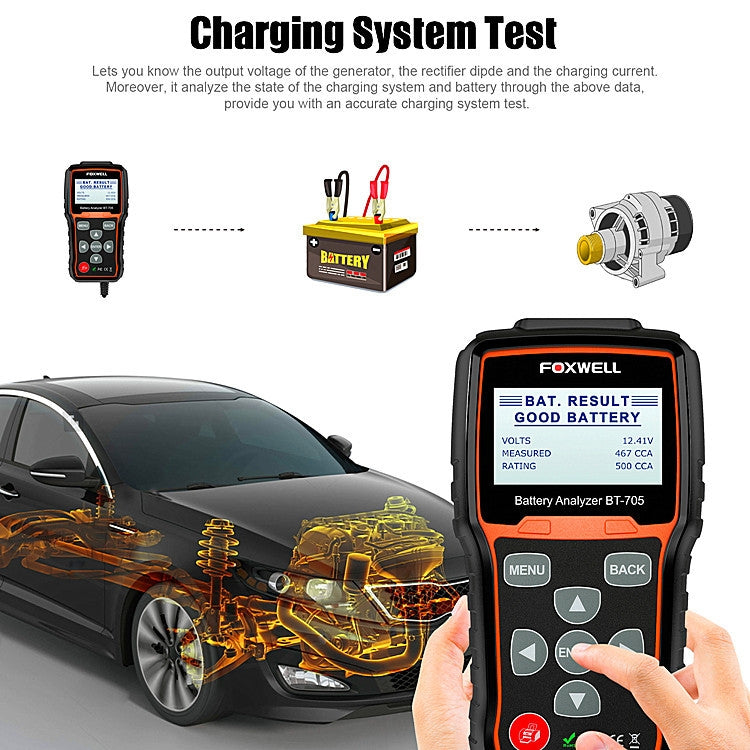 FOXWELL BT705 12V 24V Car Battery Test Analyzer Cranking and Charging System Test - Electronic Test by FOXWELL | Online Shopping UK | buy2fix