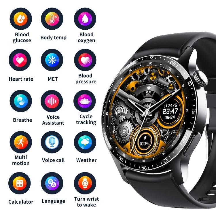 F207 Smart Watch 1.35-Inch Narrow Edge Screen Supports Bluetooth Calls / 24H Health Monitoring / 150+ Sports Modes, Color: Black 3-Beads Steel - Smart Watches by buy2fix | Online Shopping UK | buy2fix