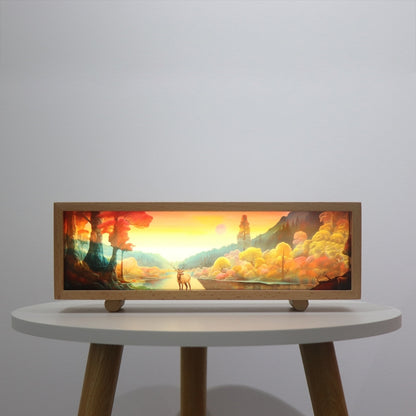 Warm Light Touch Control Wooden Acrylic Atmosphere Lightbox Decoration Painting Night Light(Beech) - Night Lights by buy2fix | Online Shopping UK | buy2fix