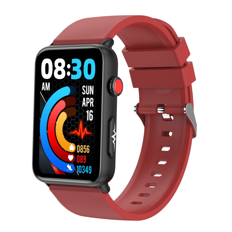 Smart Watch Ring ECG Temperature Heart Rate Blood Pressure Health Bluetooth Talking Watch, Color: Red Silicone - Smart Wristbands by buy2fix | Online Shopping UK | buy2fix