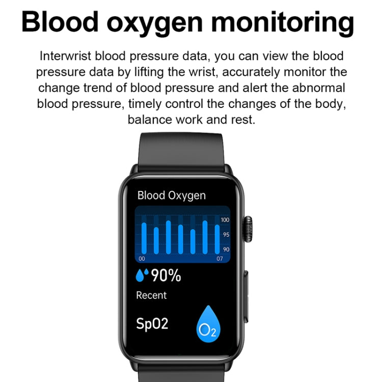 Smart Watch Ring ECG Temperature Heart Rate Blood Pressure Health Bluetooth Talking Watch, Color: Blue Silicone - Smart Wristbands by buy2fix | Online Shopping UK | buy2fix