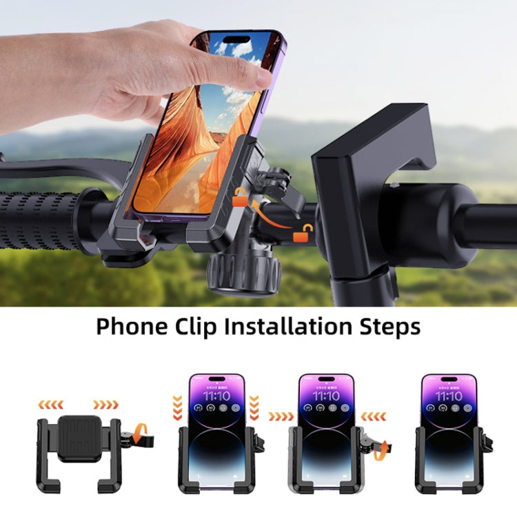 YYS-615 Motorcycle Bicycle Semi-Wrapped Riding Navigation Cell Phone Holder(Black+Orange) - Holder by buy2fix | Online Shopping UK | buy2fix