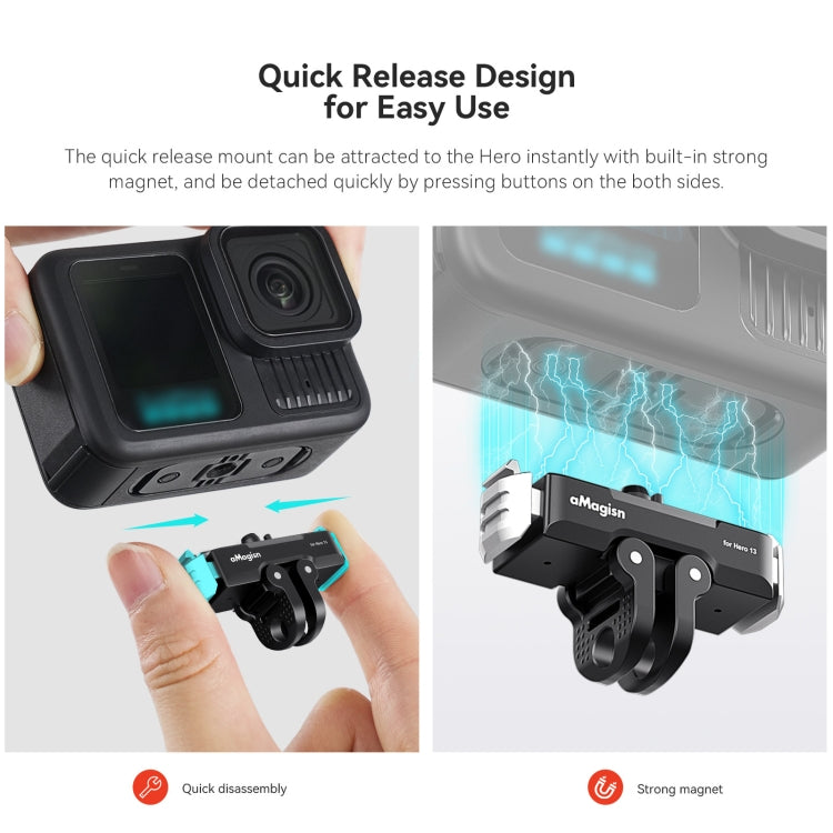 For GoPro HERO13 Black aMagisn Metal Magnetic Quick Release Base Dual Interface Adapter - Connection Mount by aMagisn | Online Shopping UK | buy2fix