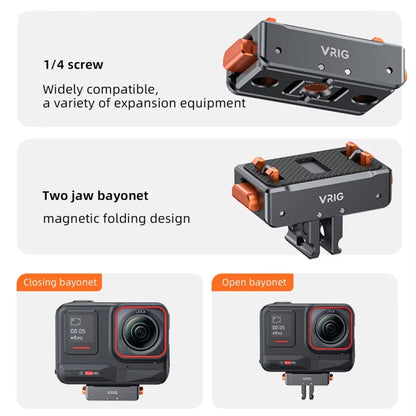 VRIG Magnetic Quick Release Adapter for Action Camera , Spec: Base+Top Cover Kit - Mount & Holder by buy2fix | Online Shopping UK | buy2fix