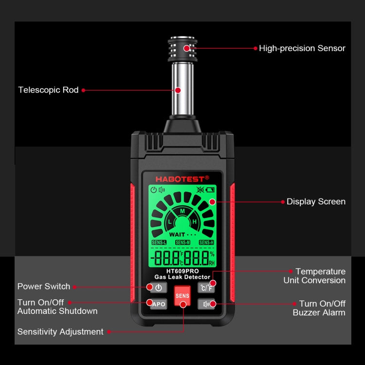 HABOTEST Combustible Gas Methane Leak Detector - Gas Monitor by HABOTEST | Online Shopping UK | buy2fix