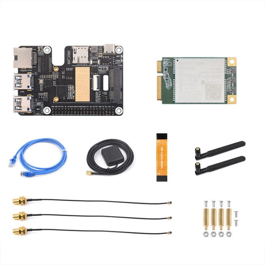 Waveshare For Raspberry Pi 5 PCIe to MiniPCIe / Gigabit Ethernet / USB 3.2 Gen1 HAT, Spec: EG25-G - Raspberry Pi Accessories by Waveshare | Online Shopping UK | buy2fix