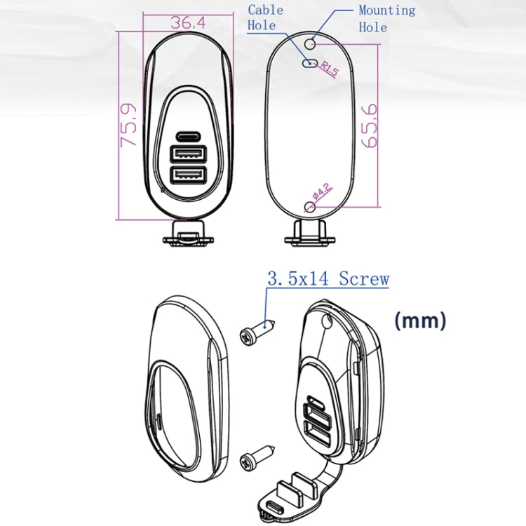 12-24V Bus Handlebar Installed USB Fast Charging Charger, Specifications: 2U QC+QC - DIY Modified Charger by buy2fix | Online Shopping UK | buy2fix