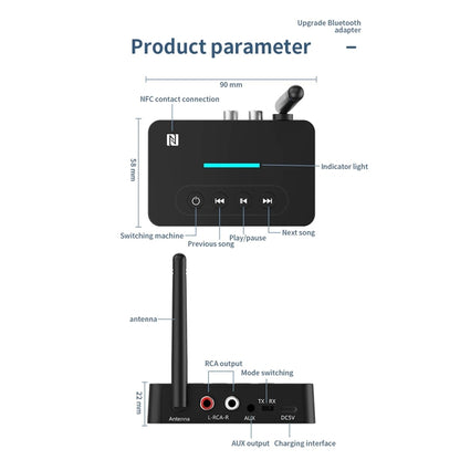 D9 2-in-1 Old-fashioned Audio Car Bluetooth Receiver Transmitter NFC Music Bluetooth Adapter - Bluetooth Adapters by buy2fix | Online Shopping UK | buy2fix