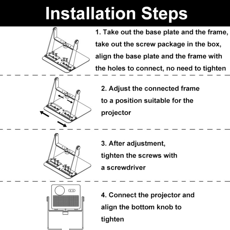 Punch-free Desktop Metal Adjustable Projector Stand(Black) - Other by buy2fix | Online Shopping UK | buy2fix