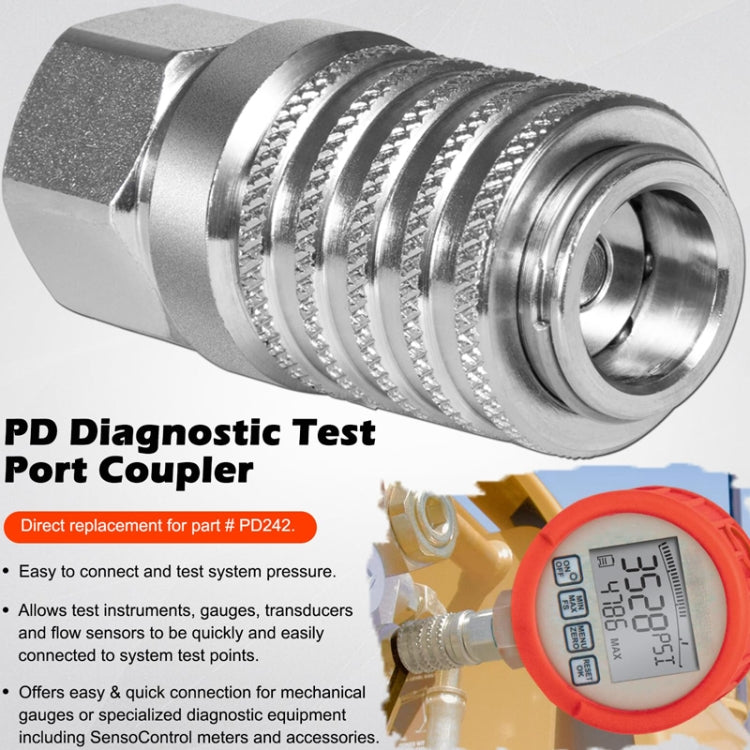 PD242 Series PD Steel Hydraulic Test Port And Diagnostic Equipment Quick Connect Coupler(Silver) - Cables & Connectors by buy2fix | Online Shopping UK | buy2fix