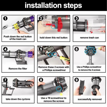 For Dyson V11 V10 V15 Cyclone Baffle Bin Runner Replacement Parts  Long Version - For Dyson Accessories by buy2fix | Online Shopping UK | buy2fix