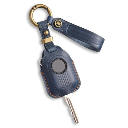 Hallmo For Peugeot Django 150 Motorcycle Natural Cowhide Key Protective Cover(Blue) - Car Key Cases by Hallmo | Online Shopping UK | buy2fix