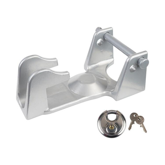 Coupler Gooseneck Hitch Trailer Lock For Heavy Trailer Transporter RV, Color: Silver + Key Lock - Towing Bars by buy2fix | Online Shopping UK | buy2fix