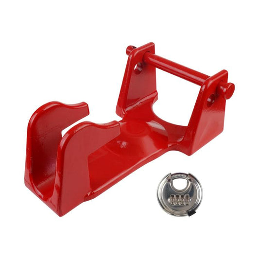 Coupler Gooseneck Hitch Trailer Lock For Heavy Trailer Transporter RV, Color: Red + Combination Lock - Towing Bars by buy2fix | Online Shopping UK | buy2fix