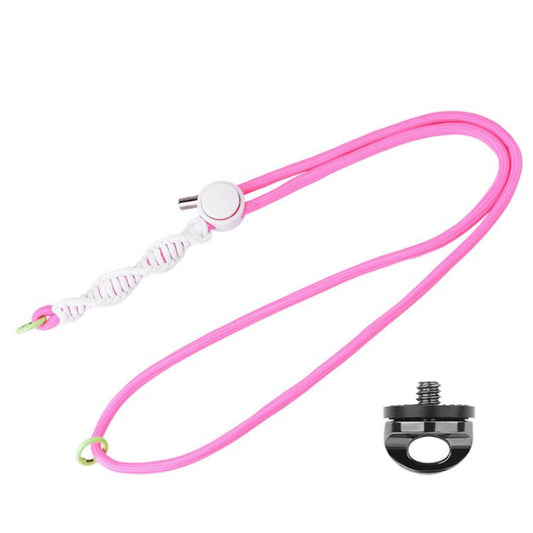 BRDRC Sport Camera Lanyard With 1/4 Inch Screw Anti-Lost Crossbody Lanyard(Pink Rope White Knot) - Camera Strap by BRDRC | Online Shopping UK | buy2fix