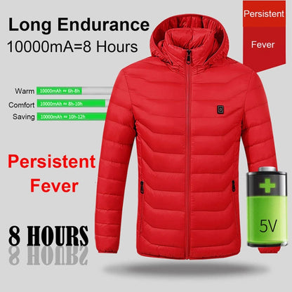 Winter Smart Electric Heating Hooded Jacket, Size:XXXL(Black) - Down Jackets by buy2fix | Online Shopping UK | buy2fix