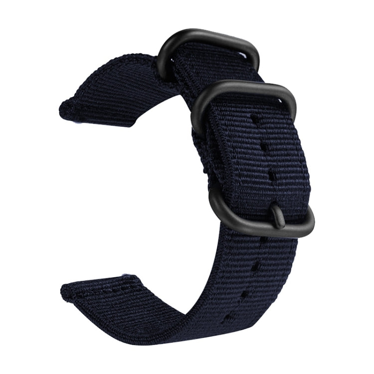 Washable Nylon Canvas Watchband, Band Width:24mm(Dark Blue with Black Ring Buckle) - Watch Accessories & Parts by buy2fix | Online Shopping UK | buy2fix