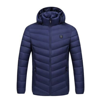 USB Heated Smart Constant Temperature Hooded Warm Coat for Men and Women (Color:Dark Blue Size:XXXXL) - Down Jackets by buy2fix | Online Shopping UK | buy2fix