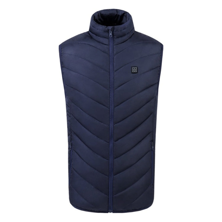 USB Security Smart Constant Temperature Fever Men Stand Collar Cotton Vest (Color:Blue Size:S) - Down Jackets by buy2fix | Online Shopping UK | buy2fix