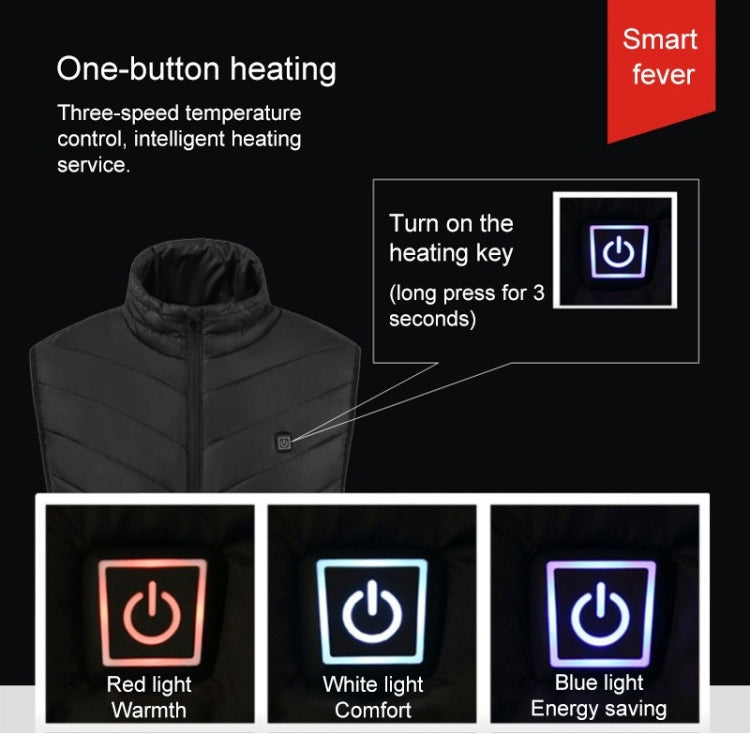 USB Security Smart Constant Temperature Fever Men Stand Collar Cotton Vest (Color:Black Size:XXL) - Down Jackets by buy2fix | Online Shopping UK | buy2fix