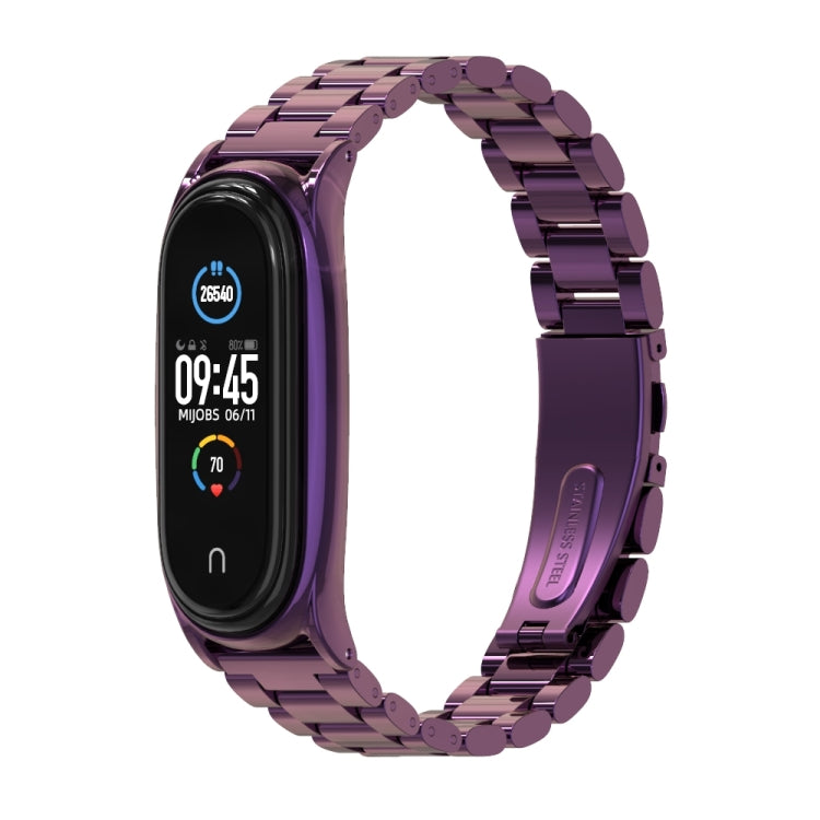 Mijobs Stainless Steel Metal Watch Band for Xiaomi Mi Band 3 & 4 & 5 & 6(Purple) - Watch Bands by MIJOBS | Online Shopping UK | buy2fix