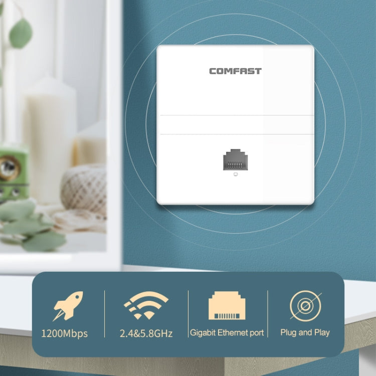 COMFAST CF-E538AC V2 1200Mbps Dual Band Indoor Wall WiFi AP - Wireless Routers by COMFAST | Online Shopping UK | buy2fix