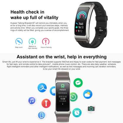 Original Huawei TalkBand B7 Smart Bracelet, 1.53 inch Screen, Support Bluetooth Call / Heart Rate / Blood Oxygen / Sleep Monitoring (Grey) - Wearable Devices by Huawei | Online Shopping UK | buy2fix