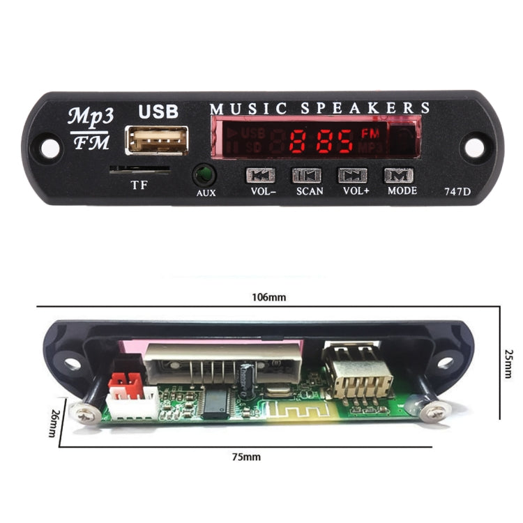 Car 12V Audio MP3 Player Decoder Board FM Radio TF USB 3.5 mm AUX, with Bluetooth and Recording - Car MP3 & MP4 & MP5 by buy2fix | Online Shopping UK | buy2fix